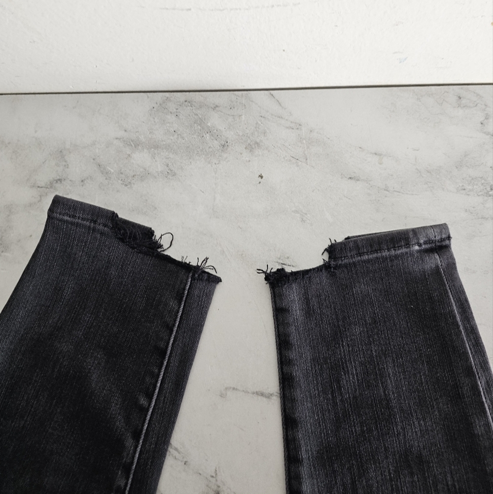 FRAME Denim Le High Skinny Black Gray Distressed Jeans 26 Preowned - Picture 8 of 10